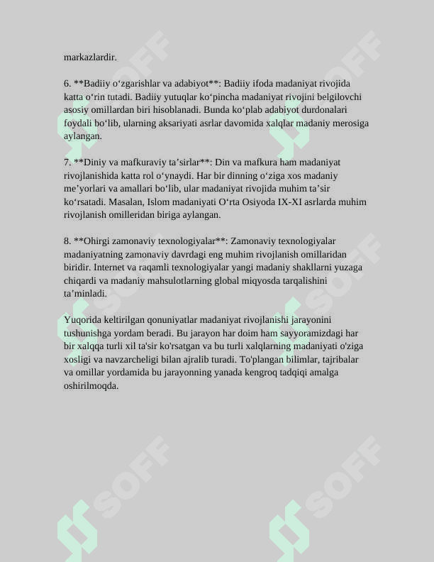 MADANIYAT RIVOJLANISHINING ASOSIY QONUNIYATLARI 4