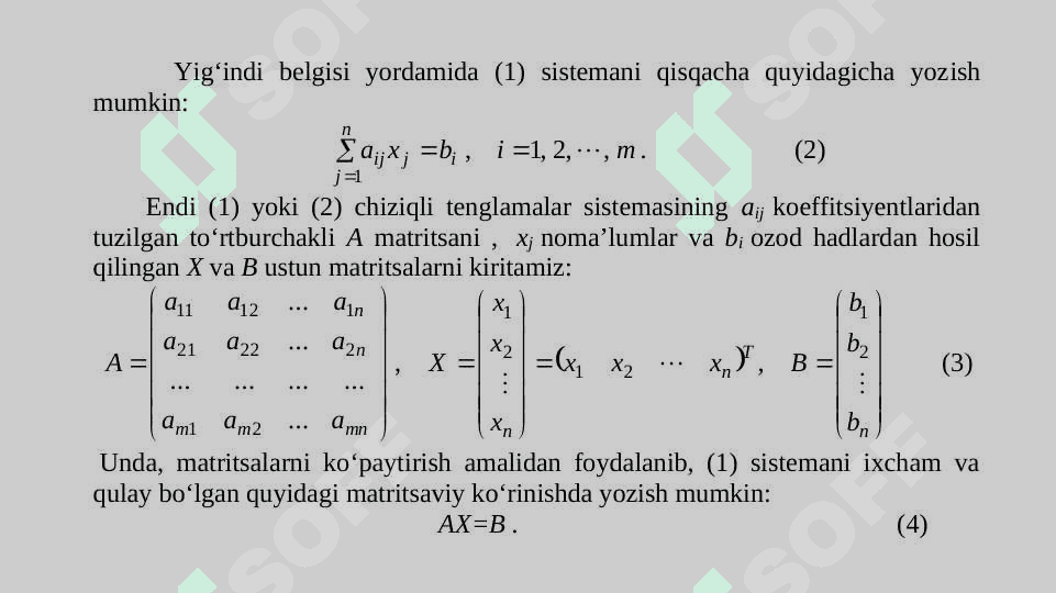 CHIZIQLI  TЕNGLAMALAR  SISTЕMASI 3