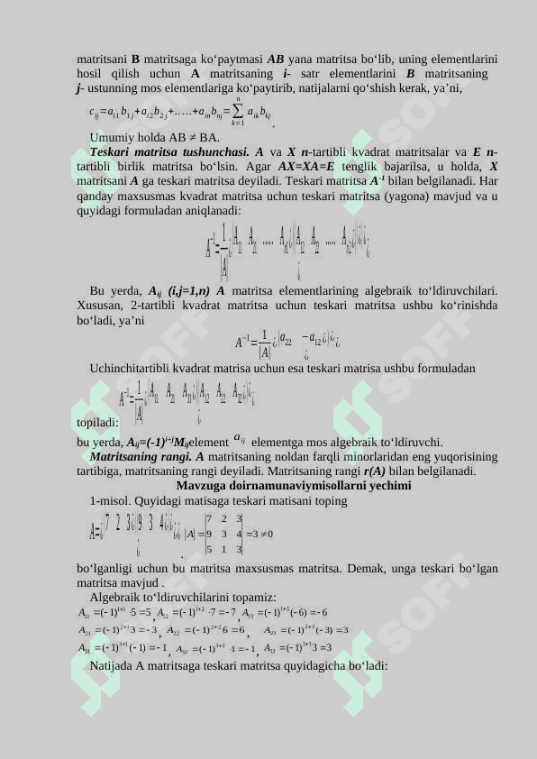 Determinantlarni hisoblash qoidalari. 4
