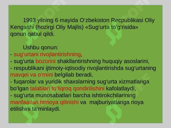 Sugʻurtadani rivojlanish bosqichlari. Sug‘urta bozori infratuzilmasi va uning subyektlari faoliyati 6
