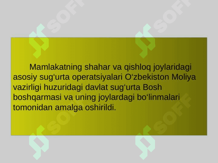 Sugʻurtadani rivojlanish bosqichlari. Sug‘urta bozori infratuzilmasi va uning subyektlari faoliyati 7