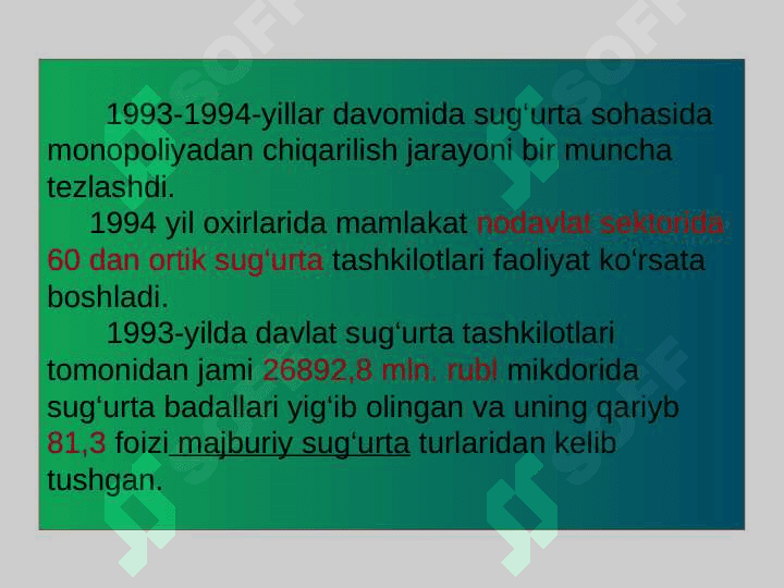 Sugʻurtadani rivojlanish bosqichlari. Sug‘urta bozori infratuzilmasi va uning subyektlari faoliyati 8