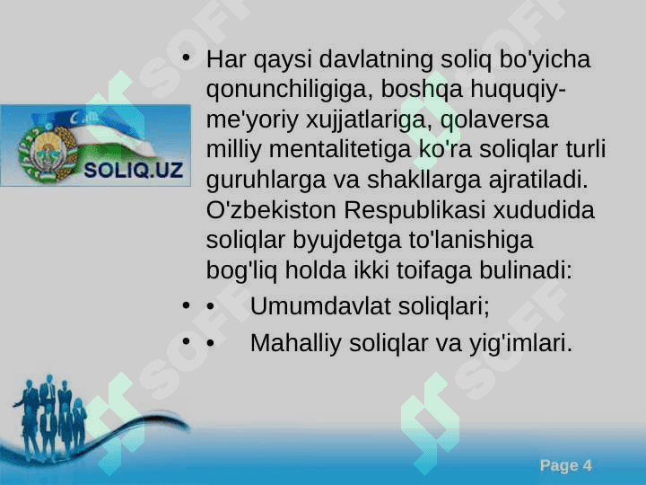 O`ZBEKISTON RESPUBLIKASIDA MAHALLIY SOLIQLAR VA YIG`IMLARNING AMAL QILISH MEXANIZMI 4