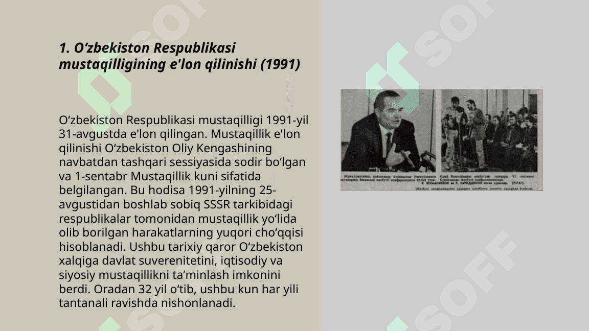 Mustaqil Oʻzbekiston Respublikasida  yillarning nomlanishi va amalga oshirilgan islohotlar 3