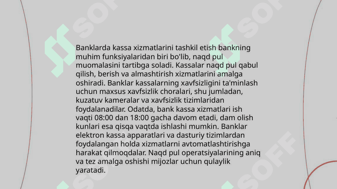 Banklarda inkassatsiya va kassa xizmatlarini ko'rsatishni tartibga solish 4