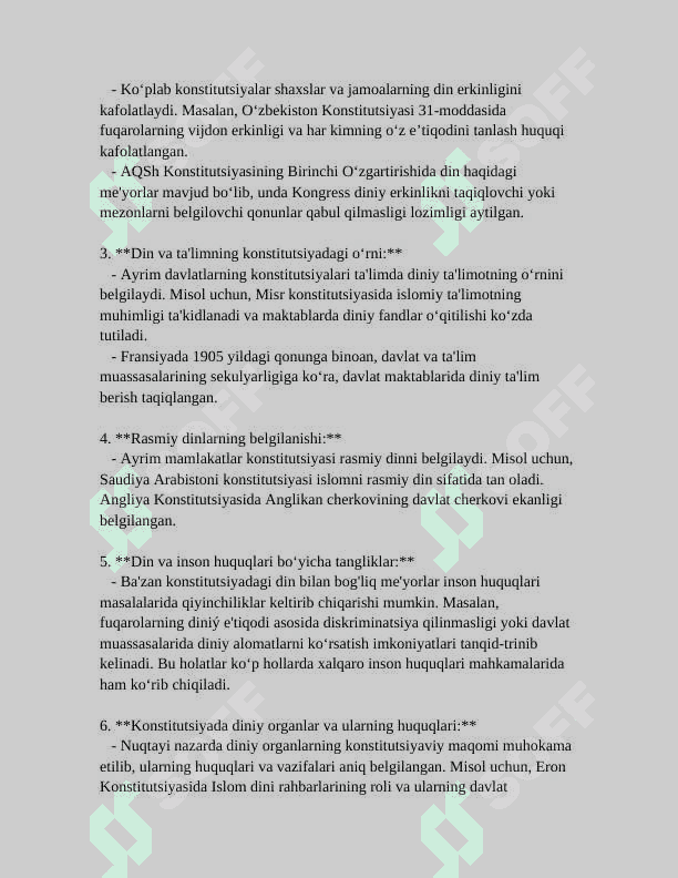 DAVLAT VA HUQUQ TIZIMIDA DIN OMILI 7