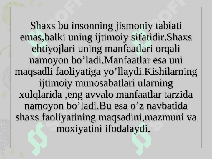 SHAXS BORASIDAGI NAZARIYALAR 6