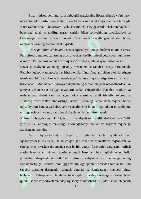 BOZOR IQTISODIYOTINING MOXIYATI,UNING SHAKLLANISHI VA RIVOJLANISH SHART SHAROITLARI 6