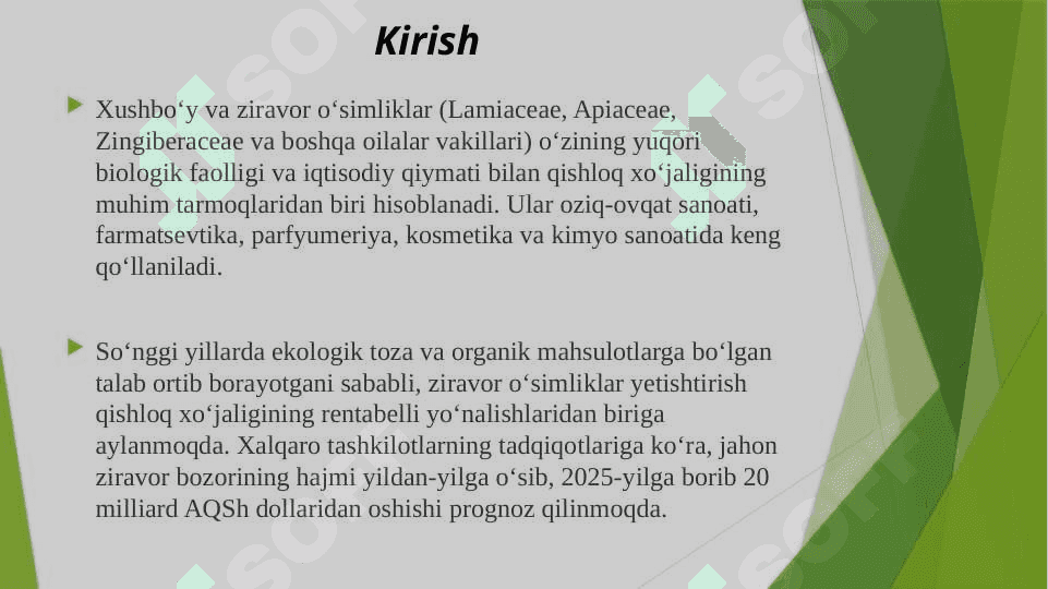 Xushbo’y va ziravor o’simliklarni yetishtirishda iqtisodiy samaradorlik 3