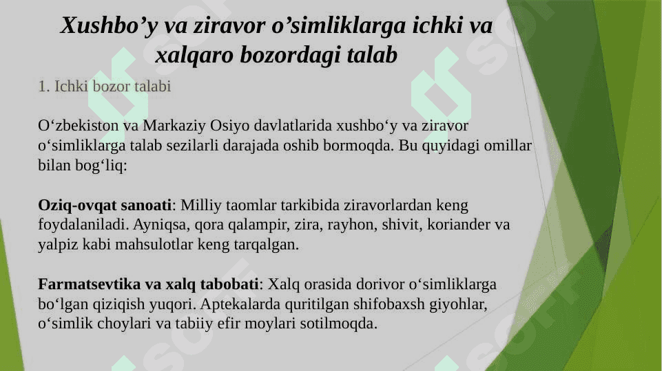 Xushbo’y va ziravor o’simliklarni yetishtirishda iqtisodiy samaradorlik 7