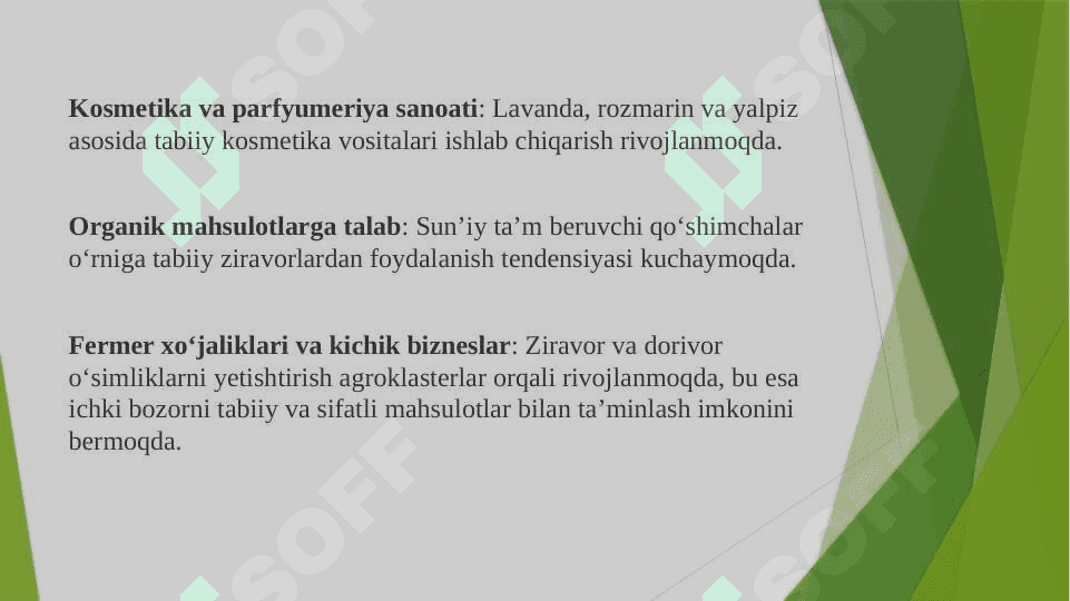 Xushbo’y va ziravor o’simliklarni yetishtirishda iqtisodiy samaradorlik 8