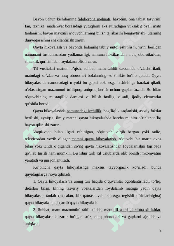 Qisqartirib qayta hikoyalash va bayon 6