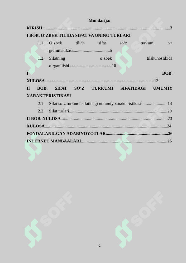 Sifat soʻz turkumi sifatidagi umumiy xarakteristikasi 2