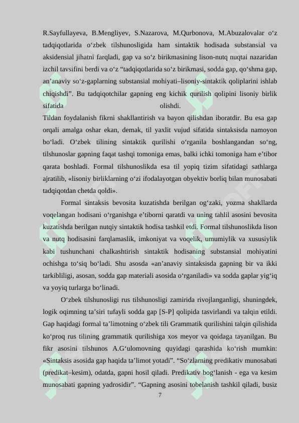 O‘ZBEK TILIDA SODDA GAP QURILISHI VA UNING TA’LIM BOSHQICHLARI TAHLILI 7