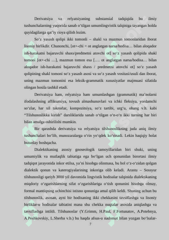 Tarixiy va sinxron derivatsiya tahlili 7
