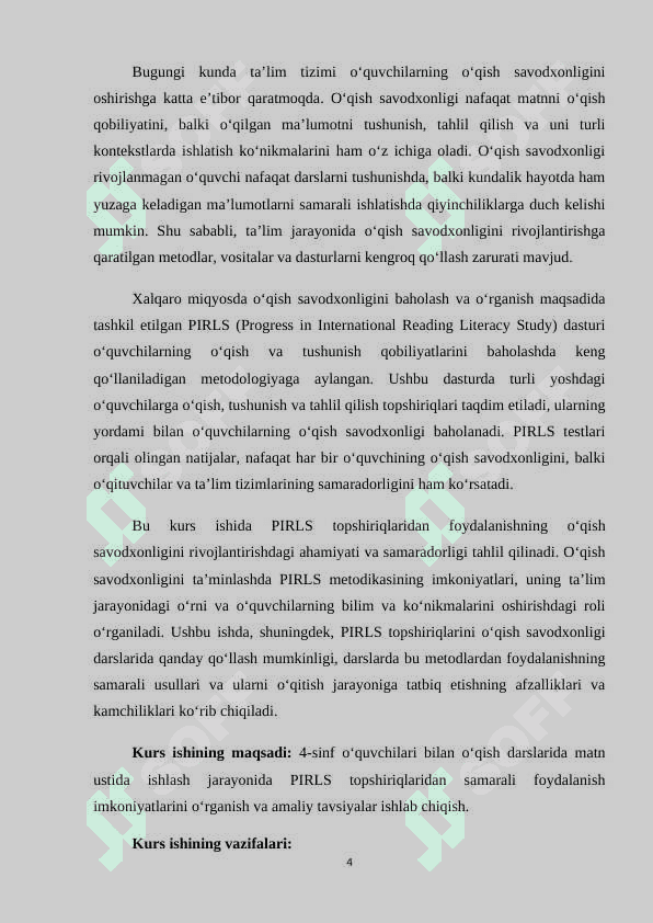 O‘qish savodxonligi darslarida matn ustida ishlashda PIRLS topshiriqlaridan foydalanish 4