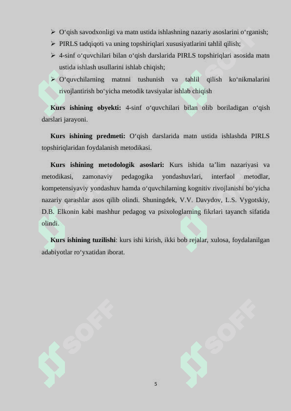 O‘qish savodxonligi darslarida matn ustida ishlashda PIRLS topshiriqlaridan foydalanish 5