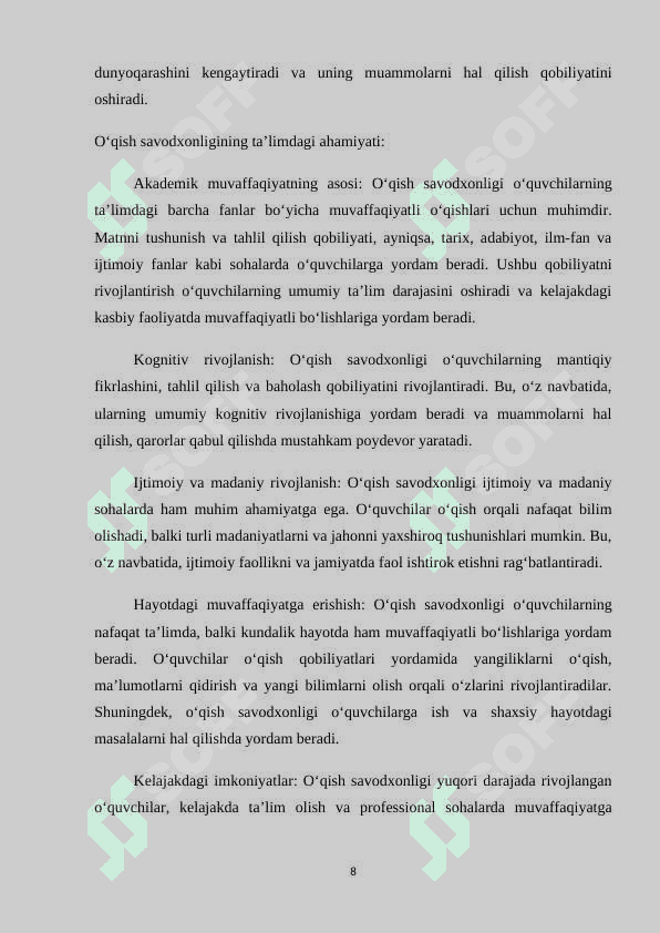 O‘qish savodxonligi darslarida matn ustida ishlashda PIRLS topshiriqlaridan foydalanish 8