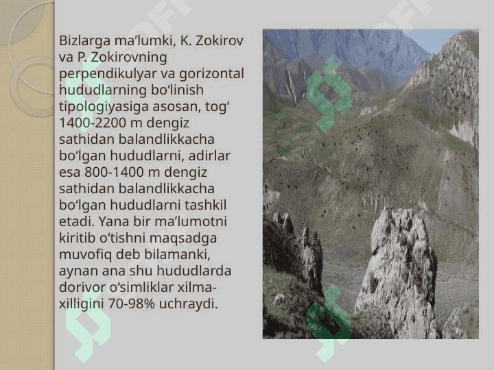 Tog‘ va adir mintaqasida o‘suvchi dorivor o‘simliklar haqida umumiy ma’lumot 5
