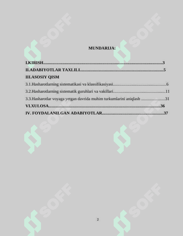 Hasharotlarning sistematikasini o‘rganish 2