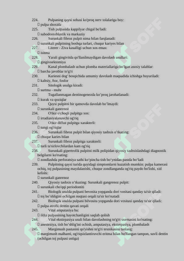 STOMOTOLOGIYA ARGOS TEST-JAVOBI 300 talik 2