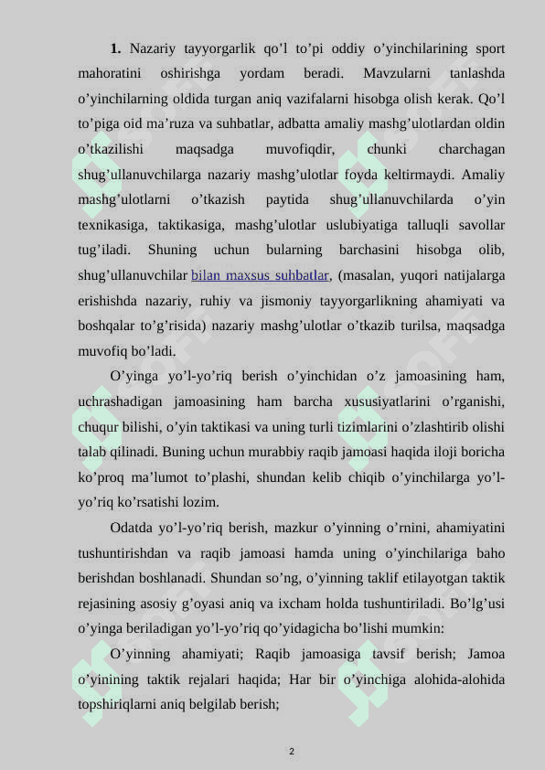 Gandbol (qo’l to’pi) o’yinida tayyorgarlik turlarini o'rni va ahamiyati 2