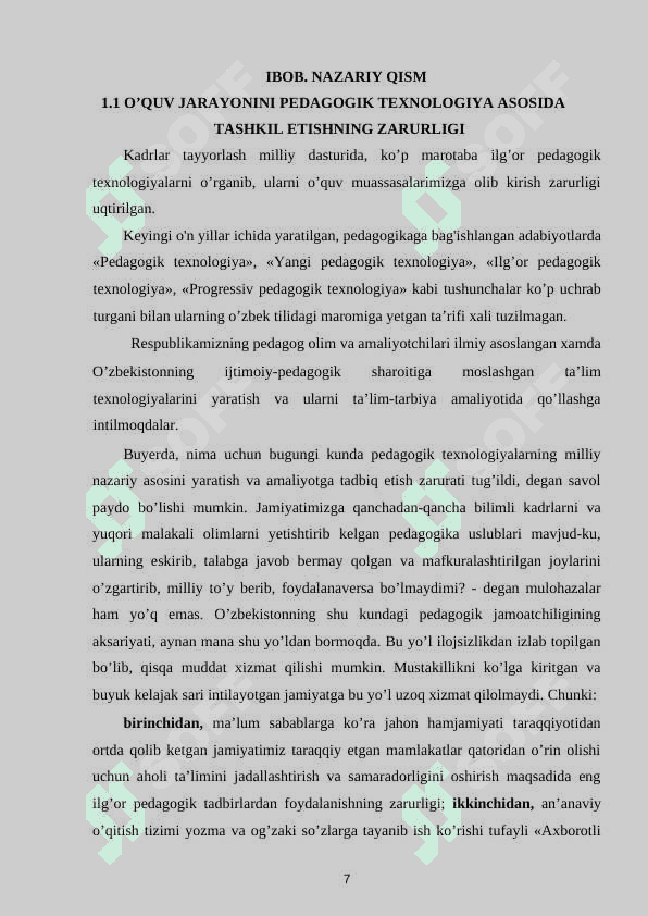 Shaxsga yo’naltirilgan pedagogik texnologiyalarda mexanika fanini akademik litseylarda o’qitish uslubiyati 5
