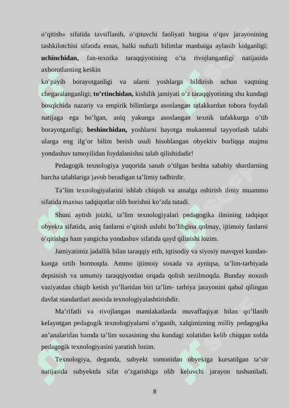 Shaxsga yo’naltirilgan pedagogik texnologiyalarda mexanika fanini akademik litseylarda o’qitish uslubiyati 6