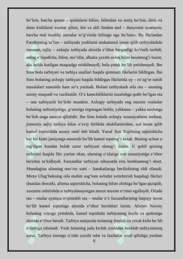 Boshlang'ich ta'lim fanlarini o'qitilish jarayonida sharq mutafakkirlari merosidan foydalanish 6