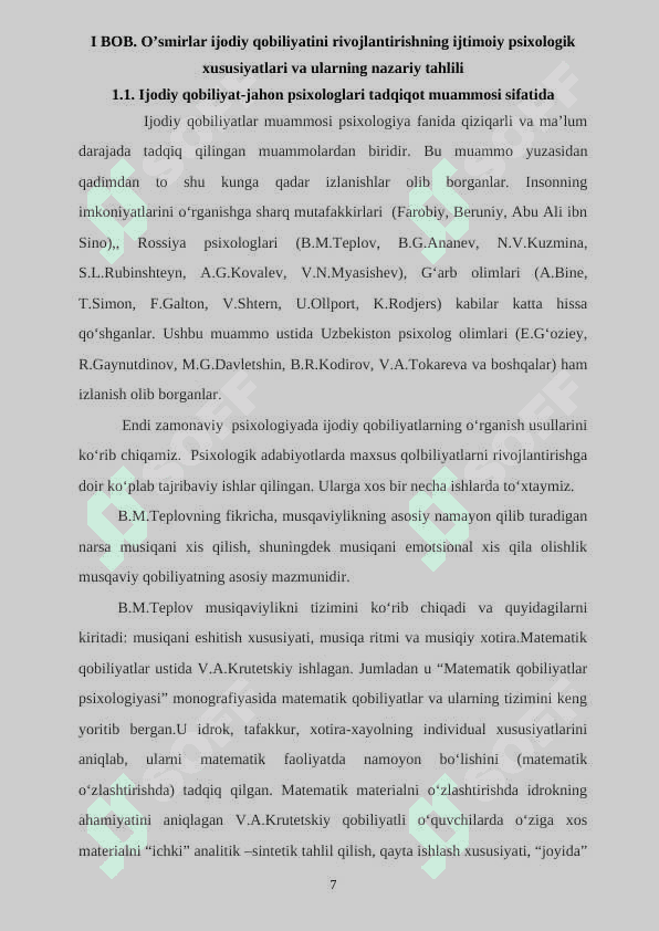 “Uzluksiz ta’limda o‘smirlar ijodiy qobiliyatini rivojlantirishning ijtimoiy psixologik xususiyatlari 7