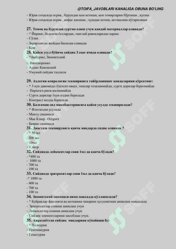 HAMSHIRALIK ISHI 1-2-OLIY TEST JAVOBLARI Ҳамширалик иши мутахассислиги бўйича шакллантирилгантест саволлар рўйхати 5