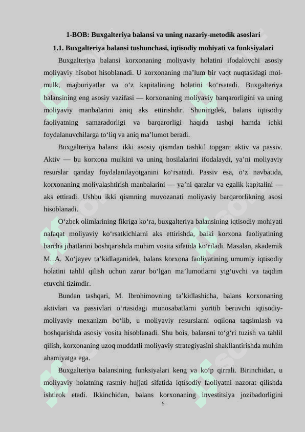 Buxgalteriya balansi, uning tuzilishi hamda turlari 5