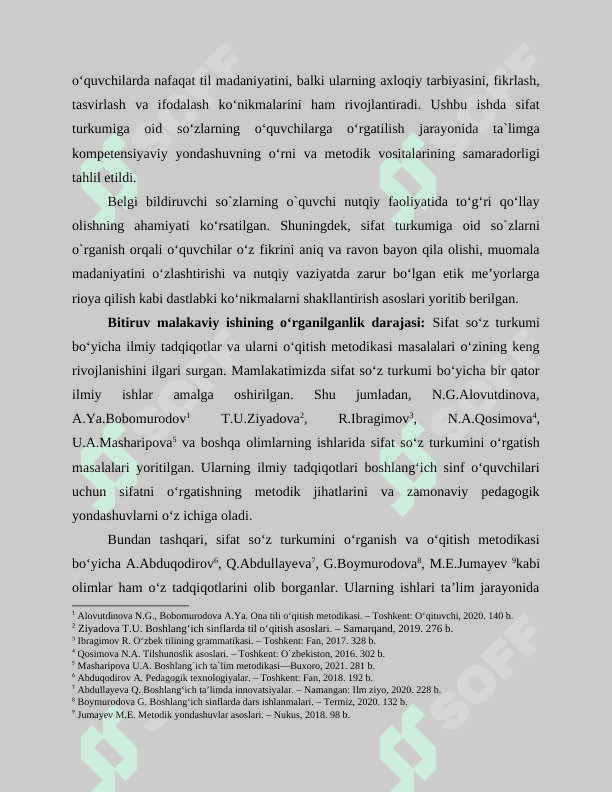 4-SINFDA SIFAT SO`Z TURKUMINI O'RGATISH 5