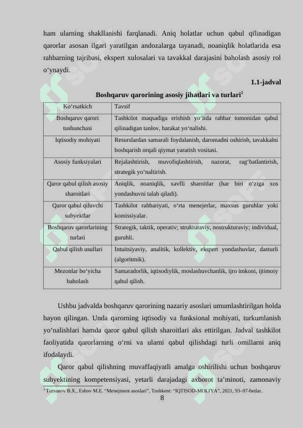 Boshqaruv qarorlarini qabul qilish 8