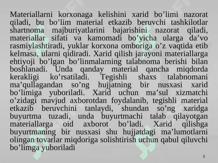 MATERIAL XARAJATLARINING HISOBI 3
