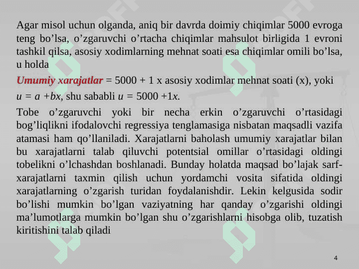 XARAJATLARNI BAHOLASH VA ULAR DINAMIKASI 4