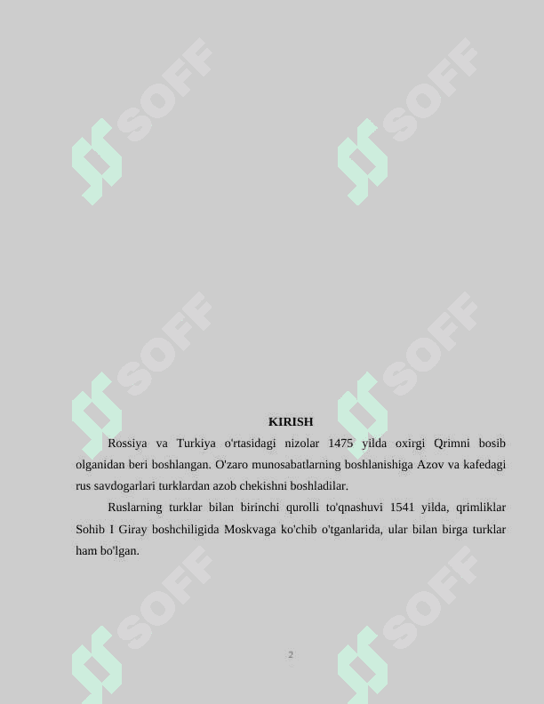 XVII-XIX asrlarda Rossiya-Turkiya munosabatlari 2