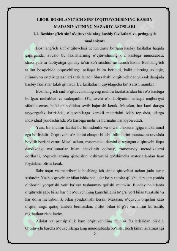 Boshlang'ich sinf o'qituvchisining kasbiy madaniyati 5