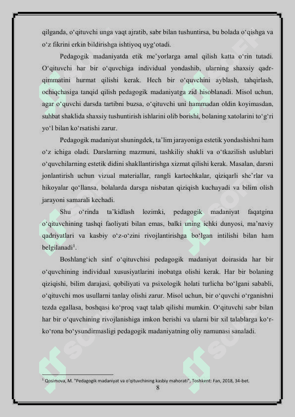 Boshlang'ich sinf o'qituvchisining kasbiy madaniyati 8