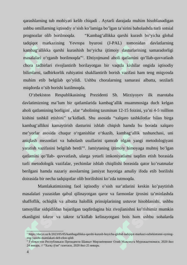Yangi O‘zbekistonni “ijtimoiy davlat”ga aylantirish asosida kambag‘allikni qisqaritish 4