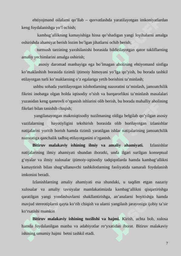 Yangi O‘zbekistonni “ijtimoiy davlat”ga aylantirish asosida kambag‘allikni qisqaritish 7