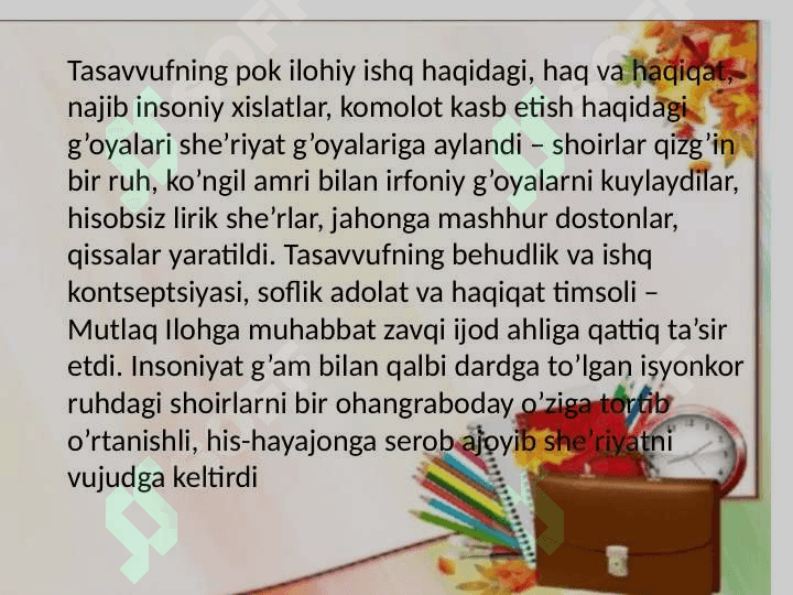 Mavzu : Tasavvuf va badiiy ijod.Tasavvuf timsollari 5