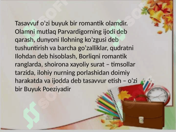 Mavzu : Tasavvuf va badiiy ijod.Tasavvuf timsollari 7