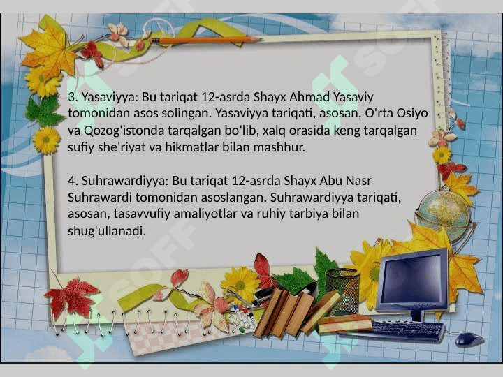 Mavzu: Markaziy Osiyodagi tariqatlar.Tasavvufda komil inson tushunchasi 5