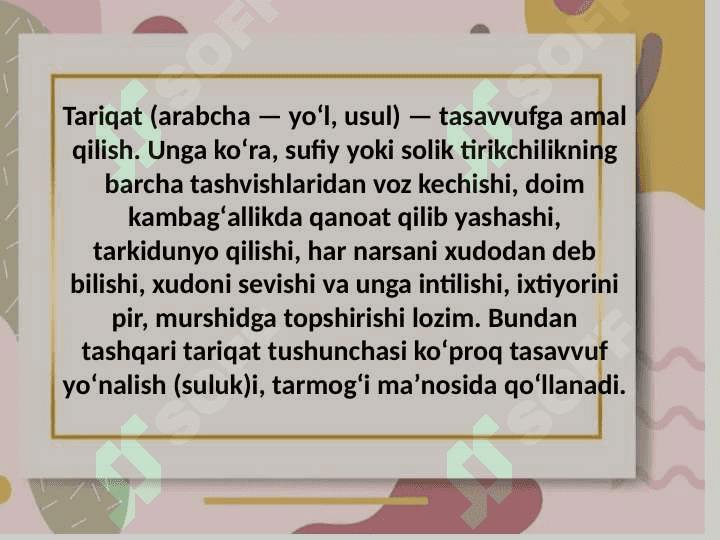 Mavzu: Markaziy Osiyodagi tariqatlar. Tasavvufda komil inson tushunchasi 2