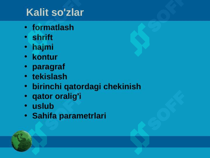 MS WORD DASTURIDA MATNNI FORMATLASH 2