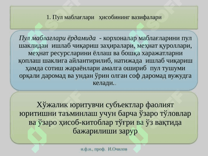 ПУЛ  МАБЛАҒЛАРИ  ҲИСОБИ 2