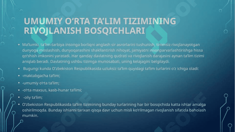 Ta'lim jarayonini samarali tashkil etish yo'llari 5