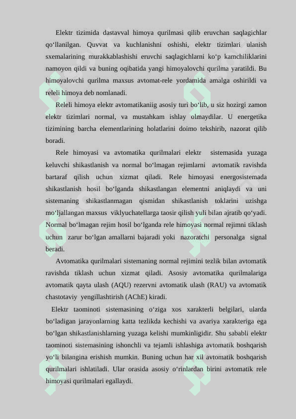 Elektr ta’minoti tarmoqlarida avtomatika va rele himoyasi fanidan 3