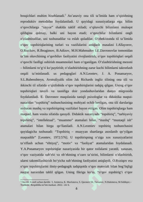 O‘quvchilarning og‘zaki va yozma nutqini o‘stirishda o‘quv topshiriqlarining ahamiyati 6